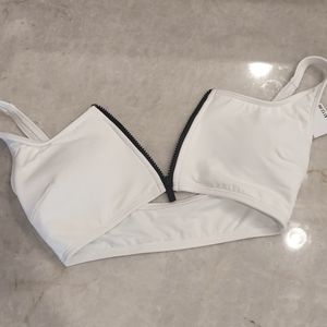 MICHAEL Michael Kors NWT Front Zip White Bikini Top Size XS